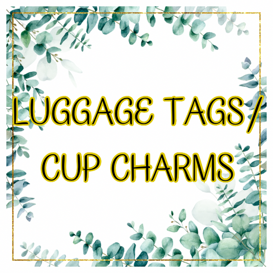 Wire luggage tags/cup charms