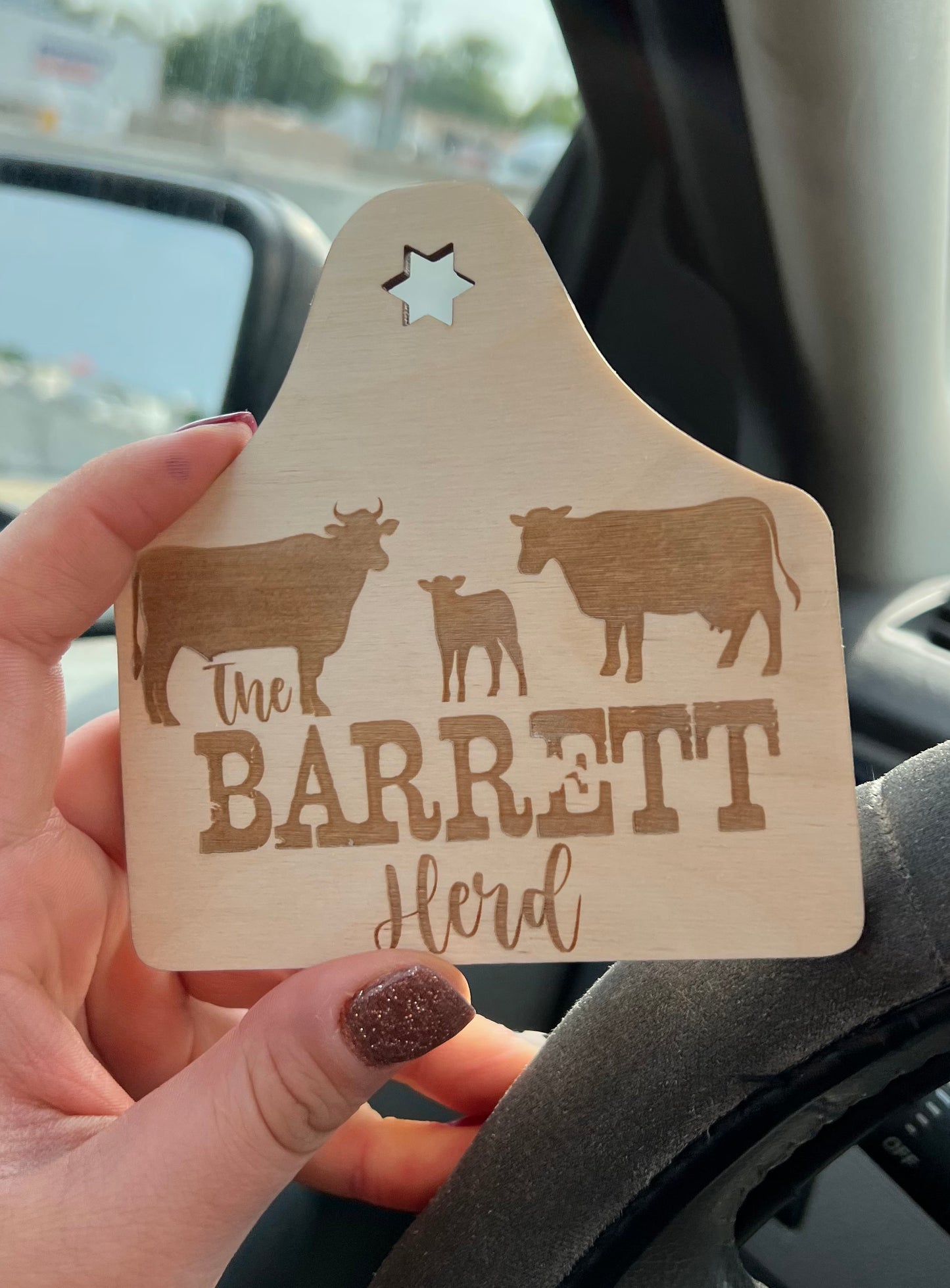 Cow Tag Mirror Hanger (wood piece ONLY)