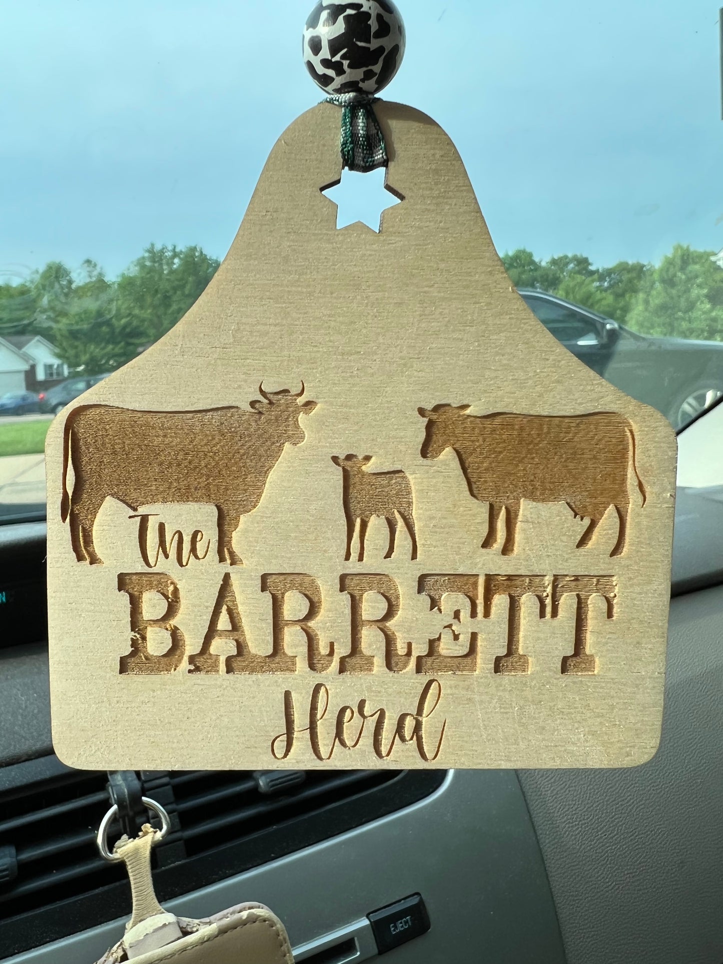 Cow Tag Mirror Hanger (wood piece ONLY)