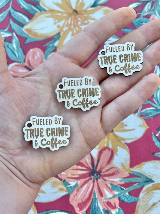 MINI True Crime and Coffee wooden keychain