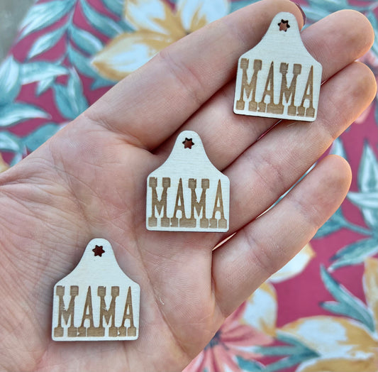 MINI Mama Cow Tag wooden keychain