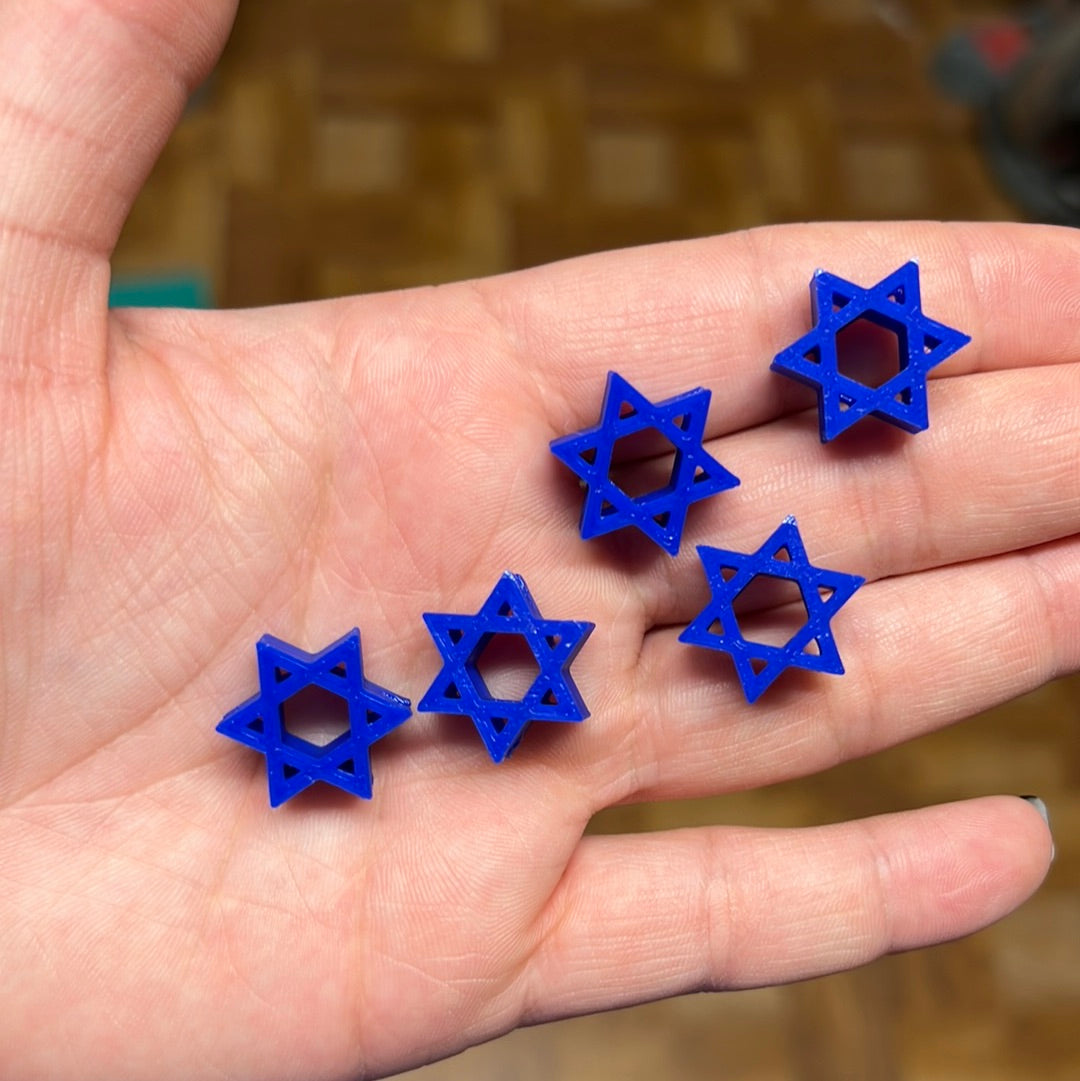 Royal Blue Star Of David 3D printed beads