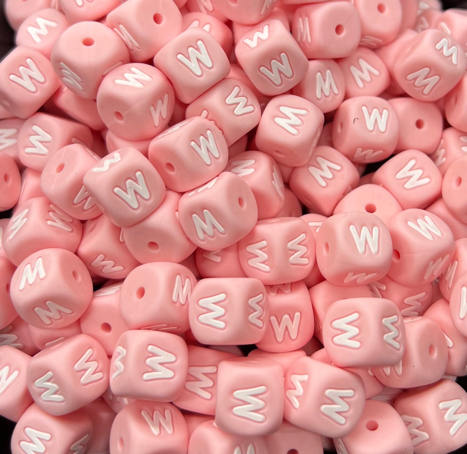 12mm Pink & White MAMA letter beads