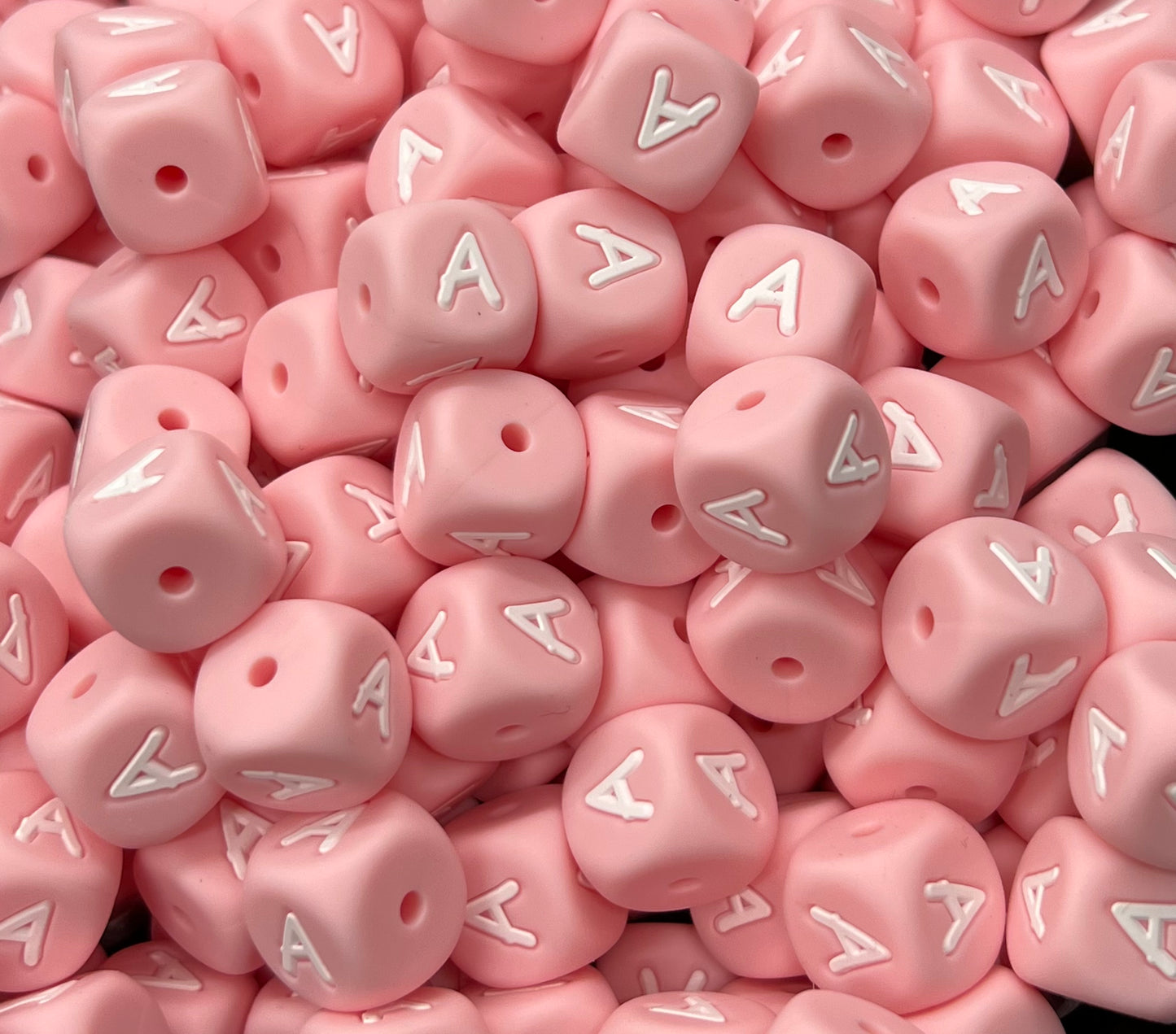 12mm Pink & White MAMA letter beads