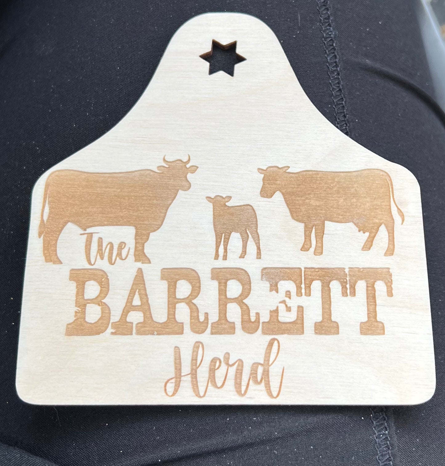 Cow Tag Mirror Hanger (wood piece ONLY)